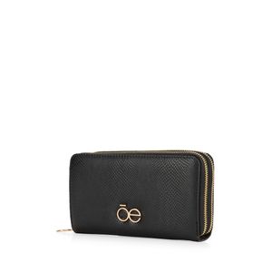 Cartera Grande Cierre Doble Color Negro
