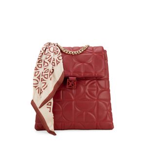 Mochila Mediana Con Mascada Color Rojo