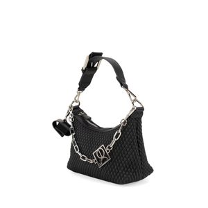 Bolsa Hobo Chica Look Tejido Con Cadena Color Negro