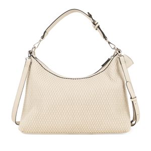 Bolsa Hobo Grande Look Tejido Con Cadena Color Beige