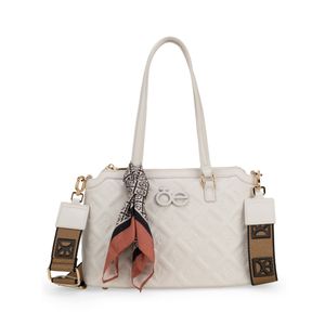 Bolsa Satchel Mediana Con Mascada Color Blanco