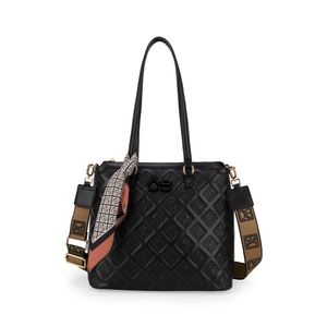 Bolsa Satchel Grande Con Mascada Color Negro