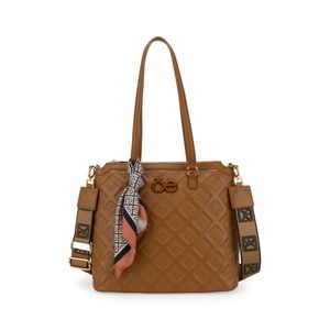 Bolsa Satchel Grande Con Mascada Color Camel