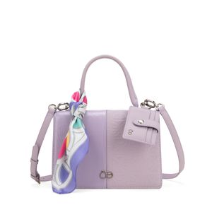 Bolsa Briefase Chica Con Mascada Color Lila