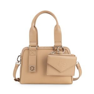 Bolsa Satchel Chica Con Monedero Color Beige