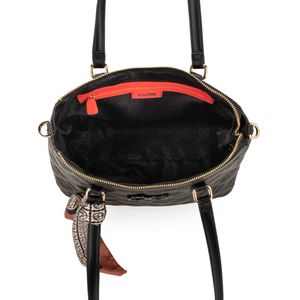 Bolsa Satchel Grande Con Mascada Color Negro