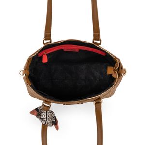 Bolsa Satchel Grande Con Mascada Color Camel