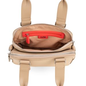 Bolsa Satchel Chica Con Monedero Color Beige