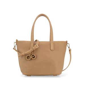 Bolsa Tote Mediano Con Charm Color Nude