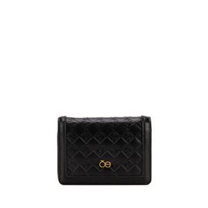 Cartera Flap Chica Tejido Color Negro