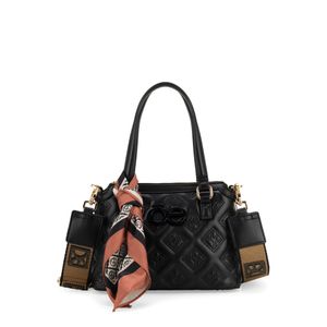 Bolsa Croosbody Chica Con Mascada Color Negro