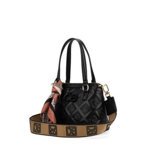 Bolsa Croosbody Chica Con Mascada Color Negro