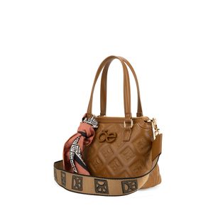 Bolsa Croosbody Chica Con Mascada Color Camel