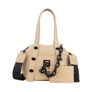 Bolsa Satchel Mediana Con Tarjetero Color Nude