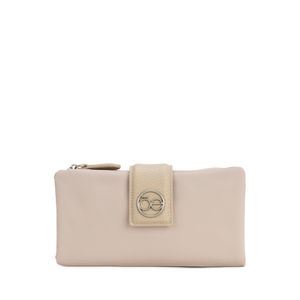 Cartera Grande Híbrida Con Tarjetero Color Beige