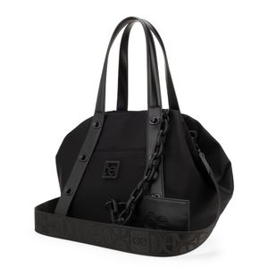 Bolsa Satchel Grande Con Tarjetero Color Negro