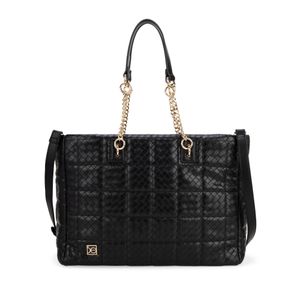 Bolsa Tote Grande Diseño Tejido Color Negro