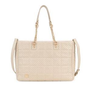 Bolsa Tote Grande Diseño Tejido Color Beige