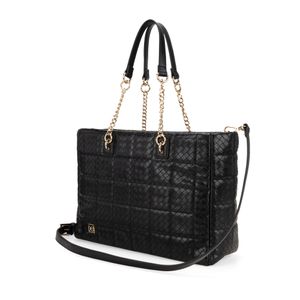Bolsa Tote Grande Diseño Tejido Color Negro
