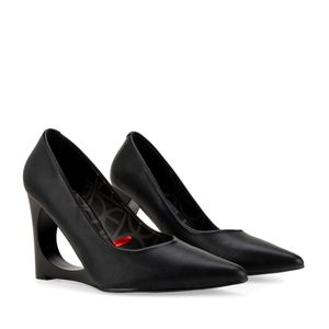Zapatilla Tacón Cuña Diseño Puntal Color Negro