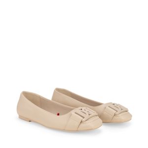 Zapatilla Flat Con Monograma Color Nude