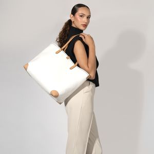 Bolsa Tote Grande Con Pouch Color Blanco