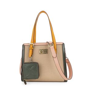 Bolsa Satchel Mediana Con Monedero Color Beige
