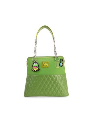 Bolsa Tote Grande Oe x The Muppets con Charm color Verde