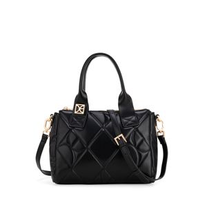 Bolsa Tote Chica Con Monograma Bordado Color Negro