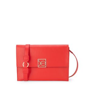 Cartera Maxi Con Herraje De Monograma Color Rojo