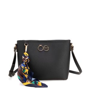 Bolsa Croosbody Chica Con Mascada Color Negro