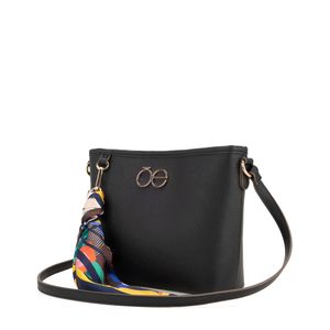 Bolsa Croosbody Chica Con Mascada Color Negro