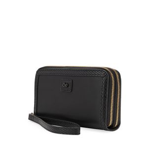 Cartera Grande Cierre Doble Con Maneral Color Negro