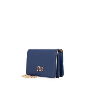 Cartera Flap Mediana Con Maneral Color Marino
