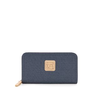 Cartera Grande Cierre Doble Con Rubber Color Azul