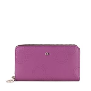 Cartera Grande Cierre Doble Color Morado