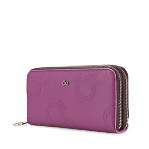 Cartera Grande Cierre Doble Color Morado