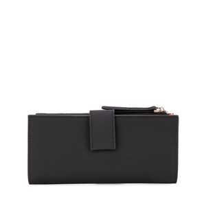 Cartera Flap Grande Con Cierre Color Negro