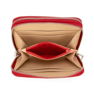 Cartera Mediana Cierre Doble Color Rojo