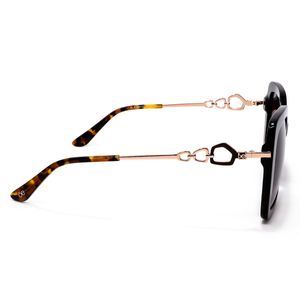 Lente Solar Forma Mariposa Con Armazón De Acetato /metal Color Havana