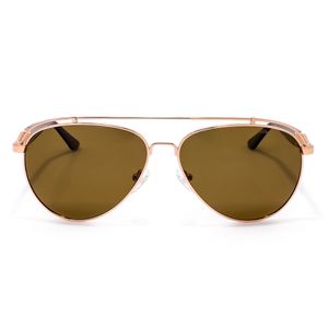 Lente Solar Forma Piloto Con Armazón De Metal / Acetato Color Rojo Tinto