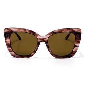 Lente Solar Forma Cat Eye Con Armazón De Acetato Color Café