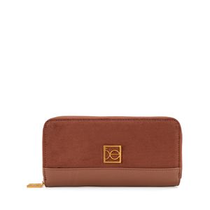 Cartera Grande Cierre Doble Con Herraje Color Café