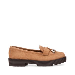 Mocasin Con Cintas Decorativas Color Camel