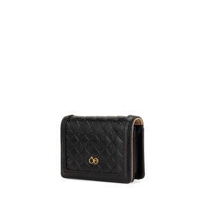 Cartera Flap Chica Tejido Color Negro