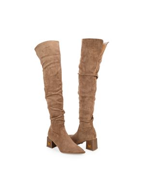 Bota Alta Con Herraje De Monograma Color Negro