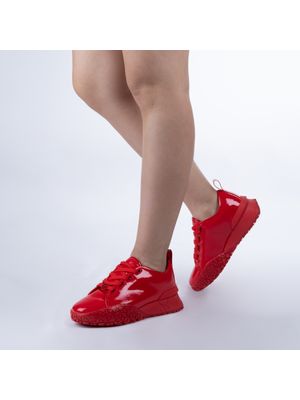 Tenis Con Suela Antiderrapante Acabado Glossy Color Rojo