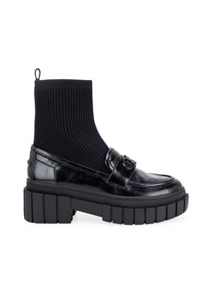 Mocasin Con Aplicación De Calcetín Decorativo Color Negro