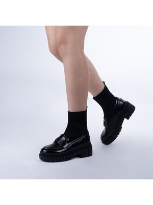 Mocasin Con Aplicación De Calcetín Decorativo Color Negro