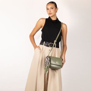 Bolsa Crossbody Chica Con Mascada Color Petroleo